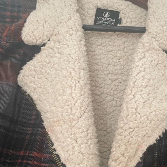 Volcom Plaid Sherpa Coat Women’s Size S - Picture 4 of 7